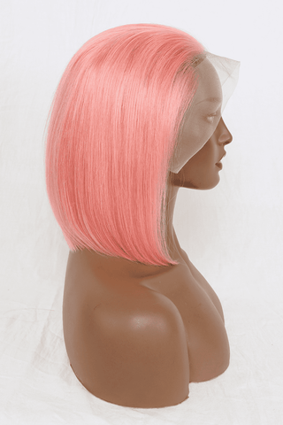 Shop 12" 165g Lace Front Wigs Human Hair in Rose Pink 150% Density Now On Klozey Store - Trendy U.S. Premium Women Apparel & Accessories And Be Up-To-Fashion!