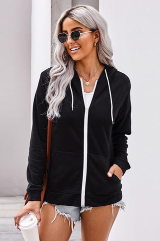 Shop Solid Pocket Zipper Hoodie Now On Klozey Store - Trendy U.S. Premium Women Apparel & Accessories And Be Up-To-Fashion!