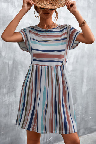 Shop Striped Round Neck Dress Now On Klozey Store - Trnedy U.S. Premium Women Apparel & Accessories And Be Up-To-Fashion!