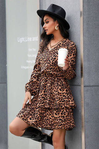 Shop Leopard Print Layered Mini Dress Now On Klozey Store - Trendy U.S. Premium Women Apparel & Accessories And Be Up-To-Fashion!