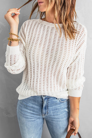 Shop Dropped Shoulder Openwork Sweater Now On Klozey Store - Trendy U.S. Premium Women Apparel & Accessories And Be Up-To-Fashion!