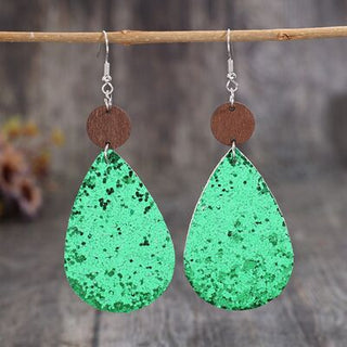 Shop Sequin PU Leather Wooden Dangle Earrings Now On Klozey Store - U.S. Fashion And Be Up-To-Fashion!