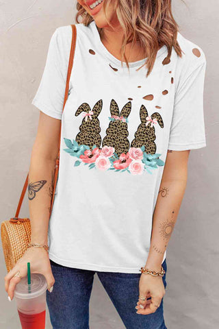 Shop Easter Bunny Graphic Distressed Tee Shirt Now On Klozey Store - Trendy U.S. Premium Women Apparel & Accessories And Be Up-To-Fashion!