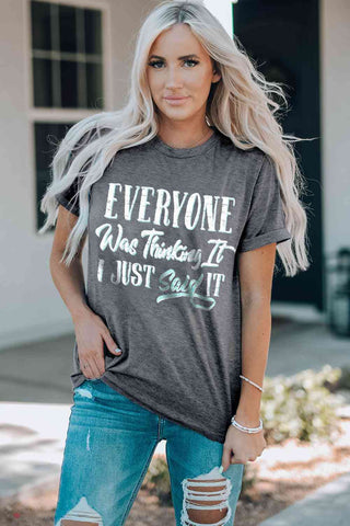 Shop Slogan Graphic Short Sleeve Tee Now On Klozey Store - Trendy U.S. Premium Women Apparel & Accessories And Be Up-To-Fashion!