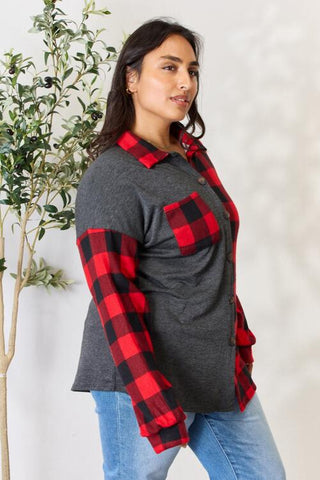 Shop Heimish Full Size Plaid Button Down Shacket Now On Klozey Store - Trendy U.S. Premium Women Apparel & Accessories And Be Up-To-Fashion!