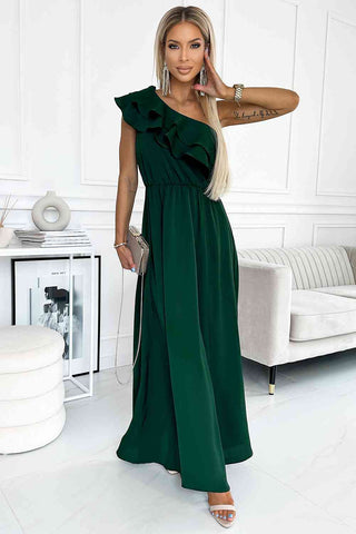 Shop One-Shoulder Ruffled Maxi Dress Now On Klozey Store - Trendy U.S. Premium Women Apparel & Accessories And Be Up-To-Fashion!