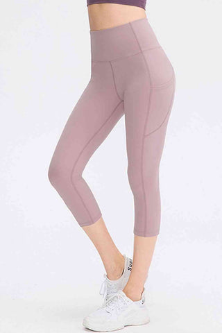 Shop Wide Waistband Cropped Active Leggings with Pockets Now On Klozey Store - Trendy U.S. Premium Women Apparel & Accessories And Be Up-To-Fashion!