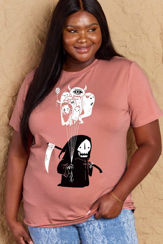 Shop Simply Love Full Size Death Graphic T-Shirt Now On Klozey Store - Trendy U.S. Premium Women Apparel & Accessories And Be Up-To-Fashion!