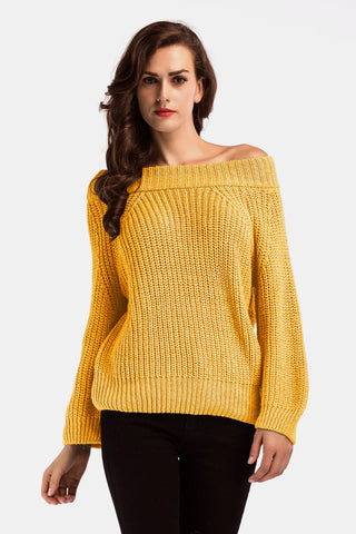 Shop Double Take Off-Shoulder Long Sleeve Sweater Now On Klozey Store - Trendy U.S. Premium Women Apparel & Accessories And Be Up-To-Fashion!