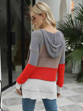 Shop Color Block Hooded Sweater Now On Klozey Store - U.S. Fashion And Be Up-To-Fashion!