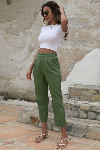 Shop Straight Leg Cropped Pants with Pockets Now On Klozey Store - Trendy U.S. Premium Women Apparel & Accessories And Be Up-To-Fashion!