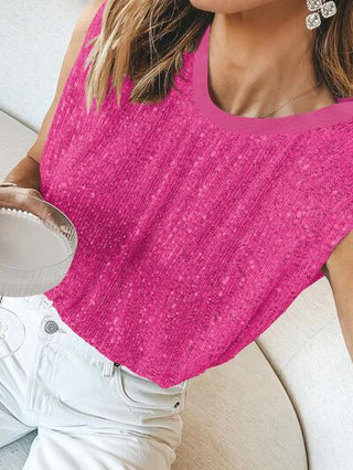 Shop Sequin Round Neck Tank Now On Klozey Store - Trendy U.S. Premium Women Apparel & Accessories And Be Up-To-Fashion!