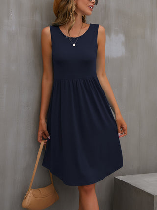Shop Round Neck Wide Strap Dress Now On Klozey Store - Trendy U.S. Premium Women Apparel & Accessories And Be Up-To-Fashion!