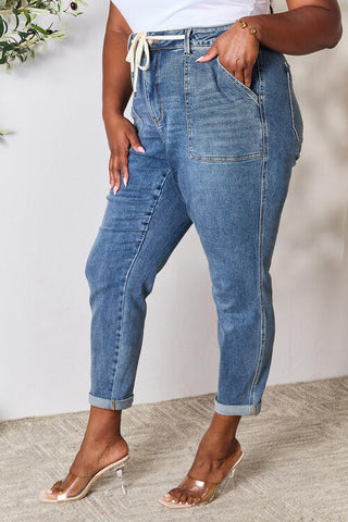 Shop Judy Blue Full Size High Waist Drawstring Denim Jeans Now On Klozey Store - Trendy U.S. Premium Women Apparel & Accessories And Be Up-To-Fashion!