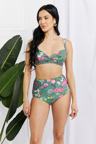 Shop Marina West Swim Take A Dip Twist High-Rise Bikini in Sage Now On Klozey Store - Trendy U.S. Premium Women Apparel & Accessories And Be Up-To-Fashion!