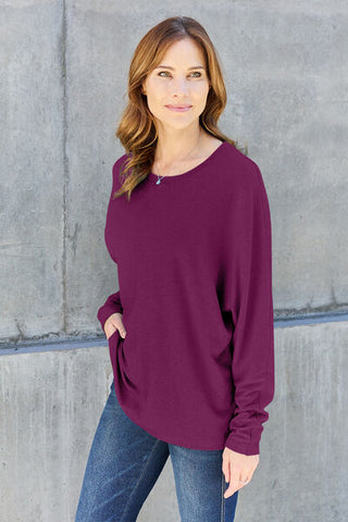 Shop Double Take Full Size Round Neck Long Sleeve T-Shirt Now On Klozey Store - Trendy U.S. Premium Women Apparel & Accessories And Be Up-To-Fashion!