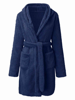 Shop Tie Waist Hooded Robe Now On Klozey Store - Trendy U.S. Premium Women Apparel & Accessories And Be Up-To-Fashion!