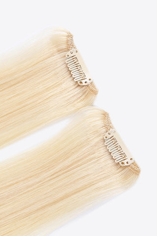 Shop 18" 120g Clip-In Hair Extensions Indian Human Hair in Blonde Now On Klozey Store - Trendy U.S. Premium Women Apparel & Accessories And Be Up-To-Fashion!