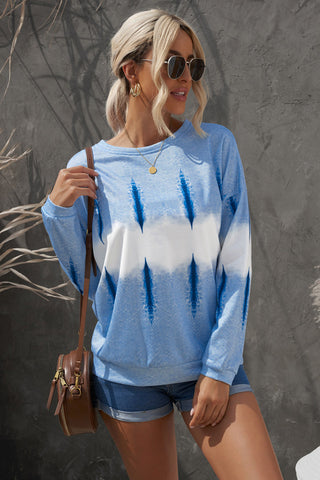 Shop Tie-Dye Drop Shoulder Round Neck Sweatshirt Now On Klozey Store - Trendy U.S. Premium Women Apparel & Accessories And Be Up-To-Fashion!