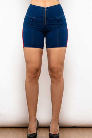 Shop Full Size Side Stripe Zip Closure Denim Shorts Now On Klozey Store - U.S. Fashion And Be Up-To-Fashion!