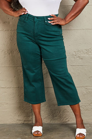 Shop Judy Blue Hailey Full Size Tummy Control High Waisted Cropped Wide Leg Jeans Now On Klozey Store - Trendy U.S. Premium Women Apparel & Accessories And Be Up-To-Fashion!