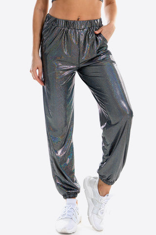 Shop Glitter Elastic Waist Pants with Pockets Now On Klozey Store - Trendy U.S. Premium Women Apparel & Accessories And Be Up-To-Fashion!