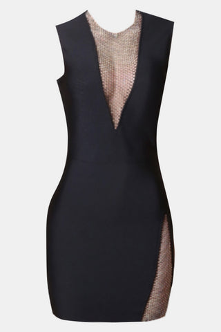 Shop Rhinestone Detail Spliced Mesh Sleeveless Dress Now On Klozey Store - Trendy U.S. Premium Women Apparel & Accessories And Be Up-To-Fashion!