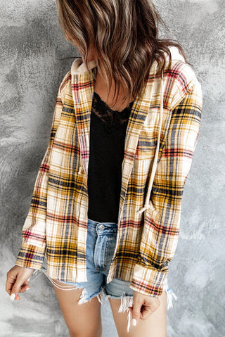 Shop Plaid Button Up Hooded Jacket Now On Klozey Store - Trendy U.S. Premium Women Apparel & Accessories And Be Up-To-Fashion!
