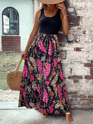 Shop Floral Scoop Neck Sleeveless Maxi Dress Now On Klozey Store - Trendy U.S. Premium Women Apparel & Accessories And Be Up-To-Fashion!