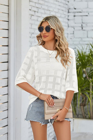Shop Ribbed Trim Round Neck Knit Top Now On Klozey Store - Trendy U.S. Premium Women Apparel & Accessories And Be Up-To-Fashion!