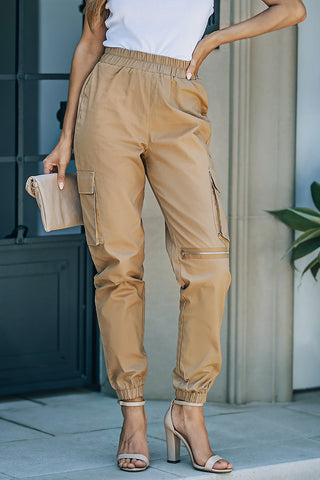 Shop Elastic Waist Ankle-Length Cargo Joggers Now On Klozey Store - U.S. Fashion And Be Up-To-Fashion!