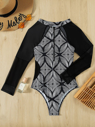 Shop Half Zip Round Neck One-Piece Swimwear Now On Klozey Store - Trendy U.S. Premium Women Apparel & Accessories And Be Up-To-Fashion!