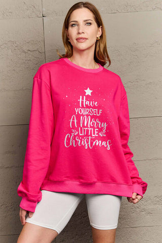 Shop Simply Love Full Size HAVE YOURSELF A MERRY LITTLE CHRISTMAS Round Neck Sweatshirt Now On Klozey Store - Trendy U.S. Premium Women Apparel & Accessories And Be Up-To-Fashion!