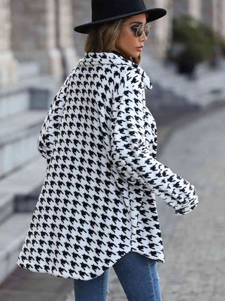 Shop Houndstooth Button Down Jacket Now On Klozey Store - Trendy U.S. Premium Women Apparel & Accessories And Be Up-To-Fashion!