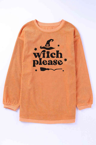 Shop WITCH PLEASE Graphic Dropped Shoulder Sweatshirt Now On Klozey Store - Trendy U.S. Premium Women Apparel & Accessories And Be Up-To-Fashion!
