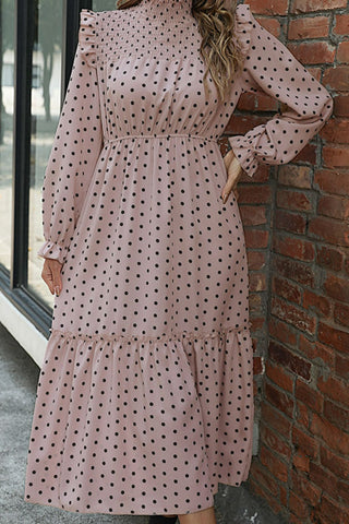 Shop Polka Dot Smocked Frill Trim Dress Now On Klozey Store - Trendy U.S. Premium Women Apparel & Accessories And Be Up-To-Fashion!