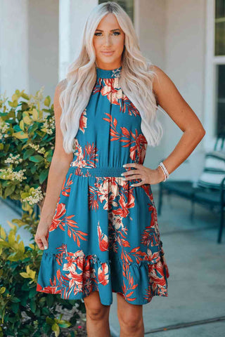 Shop Floral Smocked Waist Sleeveless Dress Now On Klozey Store - Trendy U.S. Premium Women Apparel & Accessories And Be Up-To-Fashion!