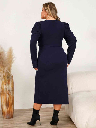 Shop Plus Size Sweetheart Neck Split Midi Dress Now On Klozey Store - U.S. Fashion And Be Up-To-Fashion!
