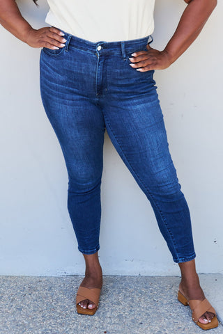 Shop Judy Blue Marie Full Size Mid Rise Crinkle Ankle Detail Skinny Jeans Now On Klozey Store - Trendy U.S. Premium Women Apparel & Accessories And Be Up-To-Fashion!