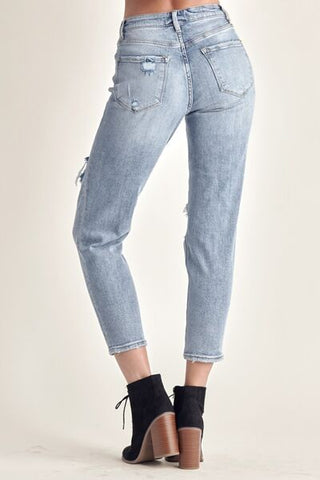 Shop RISEN Distressed Slim Cropped Jeans Now On Klozey Store - U.S. Fashion And Be Up-To-Fashion!