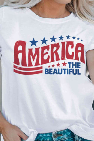 Shop AMERICA THE BEAUTIFUL Graphic Round Neck Tee Now On Klozey Store - Trendy U.S. Premium Women Apparel & Accessories And Be Up-To-Fashion!