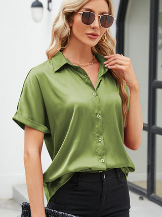 Shop Button Up Short Sleeve Shirt Now On Klozey Store - Trendy U.S. Premium Women Apparel & Accessories And Be Up-To-Fashion!