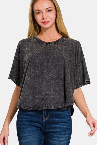 Shop Zenana Round Neck Short Sleeve T-Shirt Now On Klozey Store - Trendy U.S. Premium Women Apparel & Accessories And Be Up-To-Fashion!