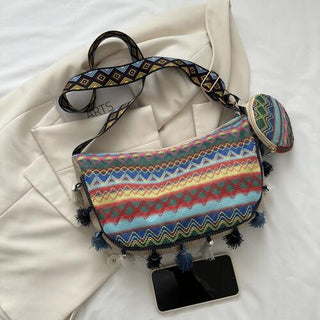 Shop Printed Tassel Detail Crossbody Bag with Small Purse Now On Klozey Store - Trendy U.S. Premium Women Apparel & Accessories And Be Up-To-Fashion!