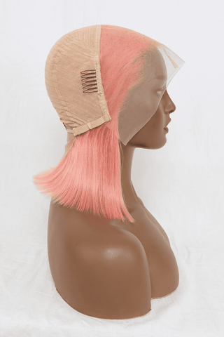 Shop 12" 165g Lace Front Wigs Human Hair in Rose Pink 150% Density Now On Klozey Store - Trendy U.S. Premium Women Apparel & Accessories And Be Up-To-Fashion!