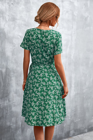 Shop Floral Surplice Neck Flutter Sleeve Dress Now On Klozey Store - U.S. Fashion And Be Up-To-Fashion!