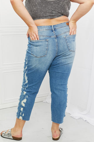 Shop Judy Blue Laila Full Size Straight Leg Distressed Jeans Now On Klozey Store - Trendy U.S. Premium Women Apparel & Accessories And Be Up-To-Fashion!