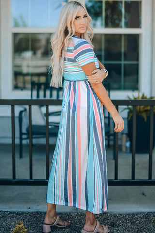 Shop Striped Print High Waist Maxi Dress Now On Klozey Store - Trnedy U.S. Premium Women Apparel & Accessories And Be Up-To-Fashion!