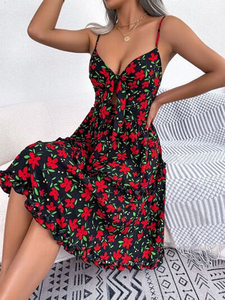 Shop Printed Plunge Cap Sleeve Cami Dress Now On Klozey Store - Trendy U.S. Premium Women Apparel & Accessories And Be Up-To-Fashion!