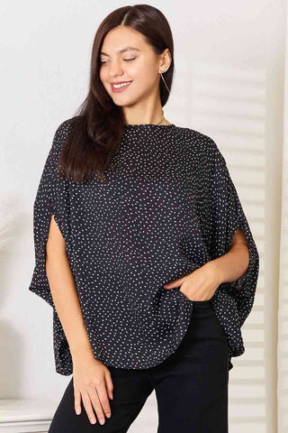 Shop Double Take Printed Dolman Sleeve Round Neck Blouse Now On Klozey Store - Trendy U.S. Premium Women Apparel & Accessories And Be Up-To-Fashion!